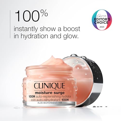 Clinique Moisture Surge 100H Auto-Replenishing Hydrator Oil Free Face Moisturizer With Hyaluronic Acid For All Skin Types | Hydrating + Moisturizing, 1.7 Fl Oz